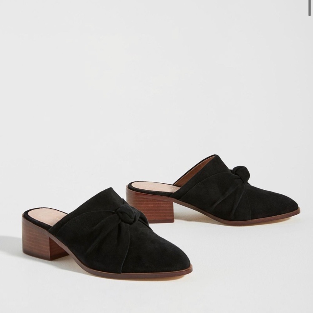 Anthropologie Tess Black Knotted Mules (Size 7)